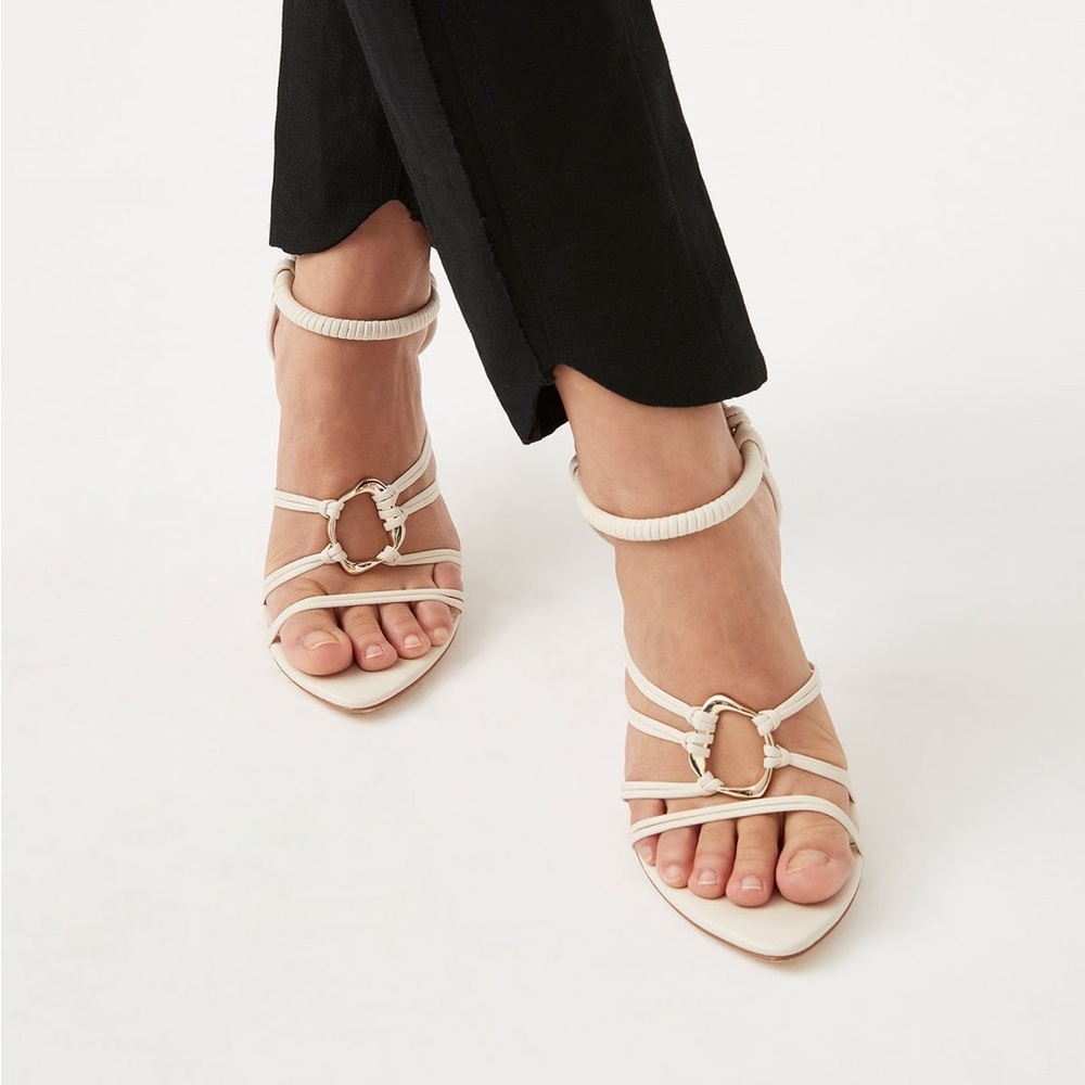Aje Mirage Leather Strappy Heel in Ivory